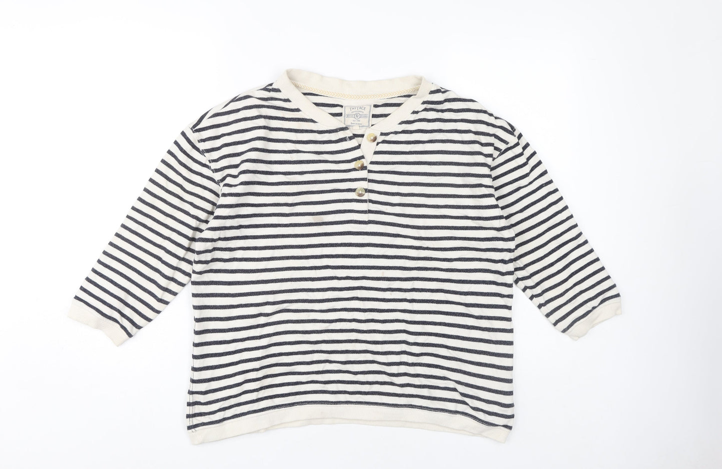 Fat Face Women's Striped 3/4 Sleeve Henley T-Shirt