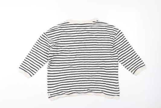 Fat Face Women's Striped 3/4 Sleeve Henley T-Shirt