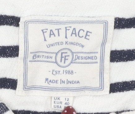 Fat Face Women's Striped 3/4 Sleeve Henley T-Shirt
