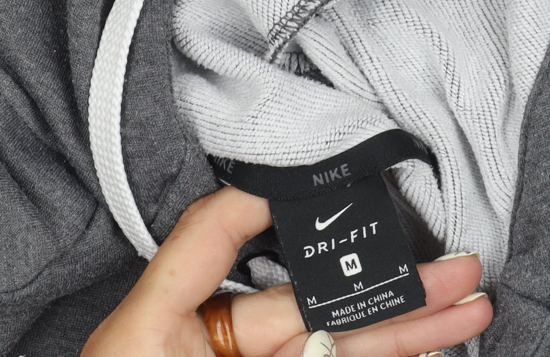 Nike Men's Grey Pullover Hoodie, M, Fleece, Logo