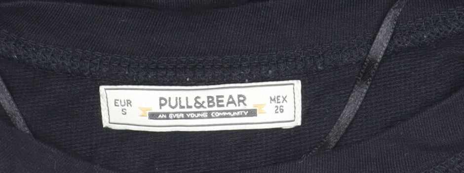 Pull & Bear Women's Black Embroidered T-Shirt Size 12