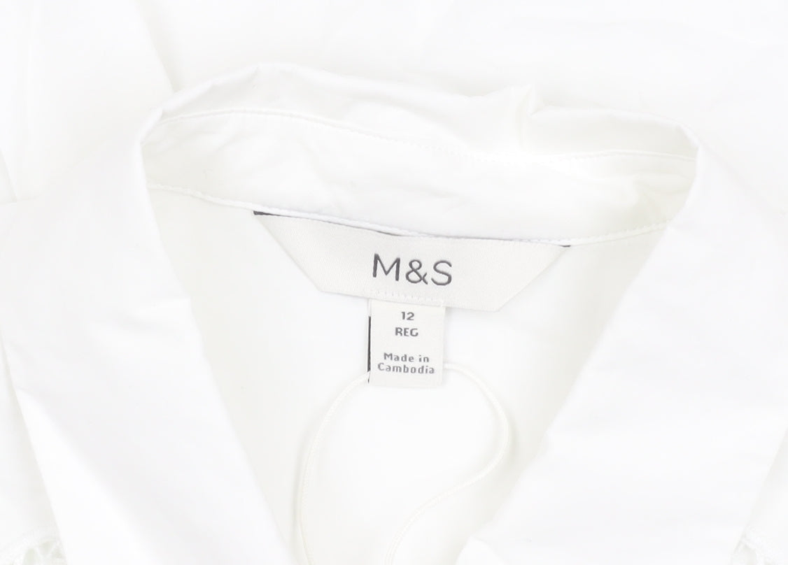 Marks and Spencer Women's White Embroidered Shirt