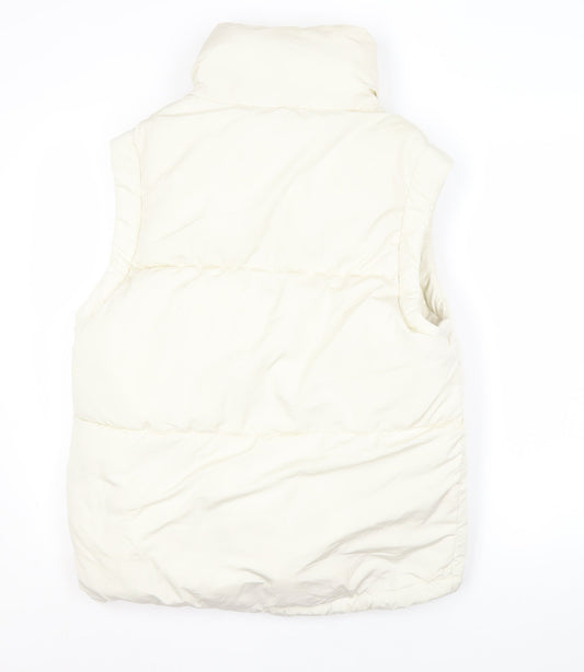 Bershka Women's Ivory Padded Waistcoat, Size S, Casual