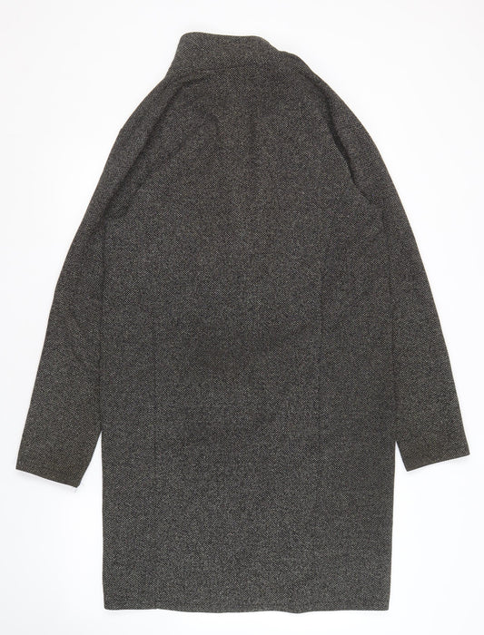 River Island Women's Grey Tweed Wool Overcoat S