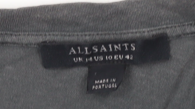AllSaints Women's Grey Crew Neck T-Shirt Size 10