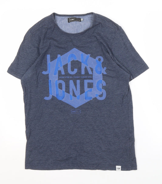 Jack & Jones Men's Blue Graphic Print T-Shirt M