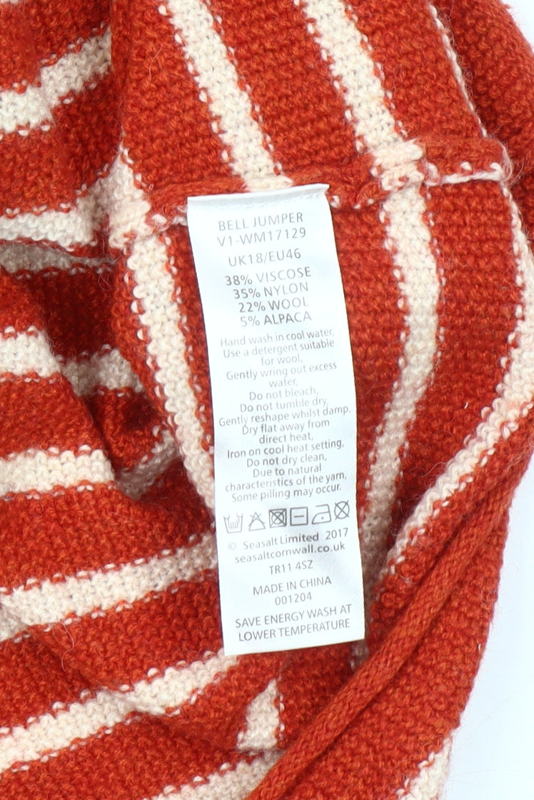 Seasalt Cornwall Women's Red Striped Pullover Jumper, Size 18