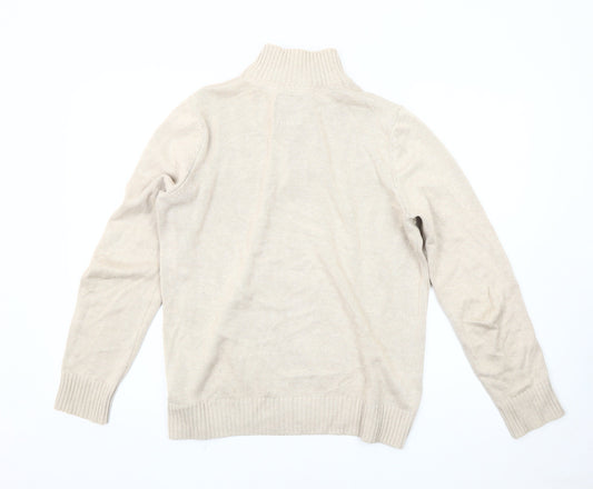 Crew Clothing Co. Men's Beige Henley Jumper Size S