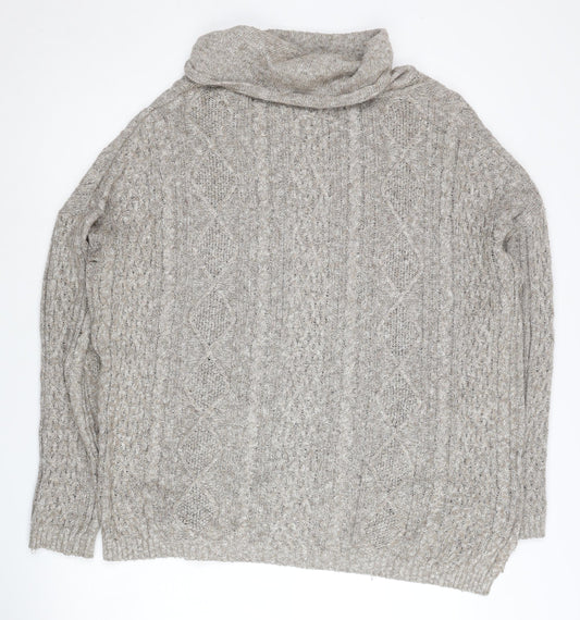 FatFace Women's Beige Wool Blend Roll Neck Jumper