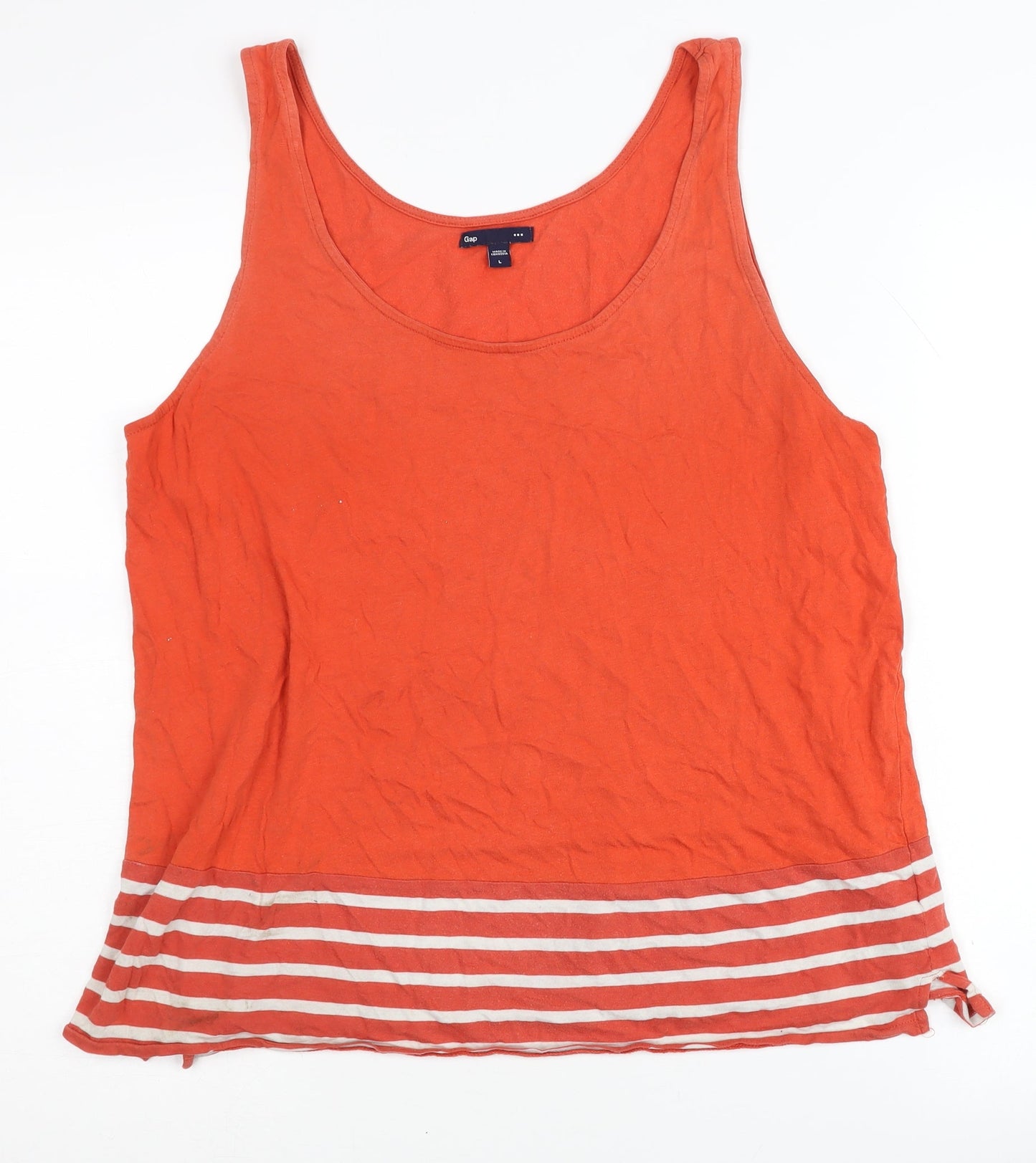 Gap Women's Orange Tank Top L Striped Casual