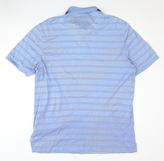 Ralph Lauren Men's Blue Striped Golf Polo Shirt L