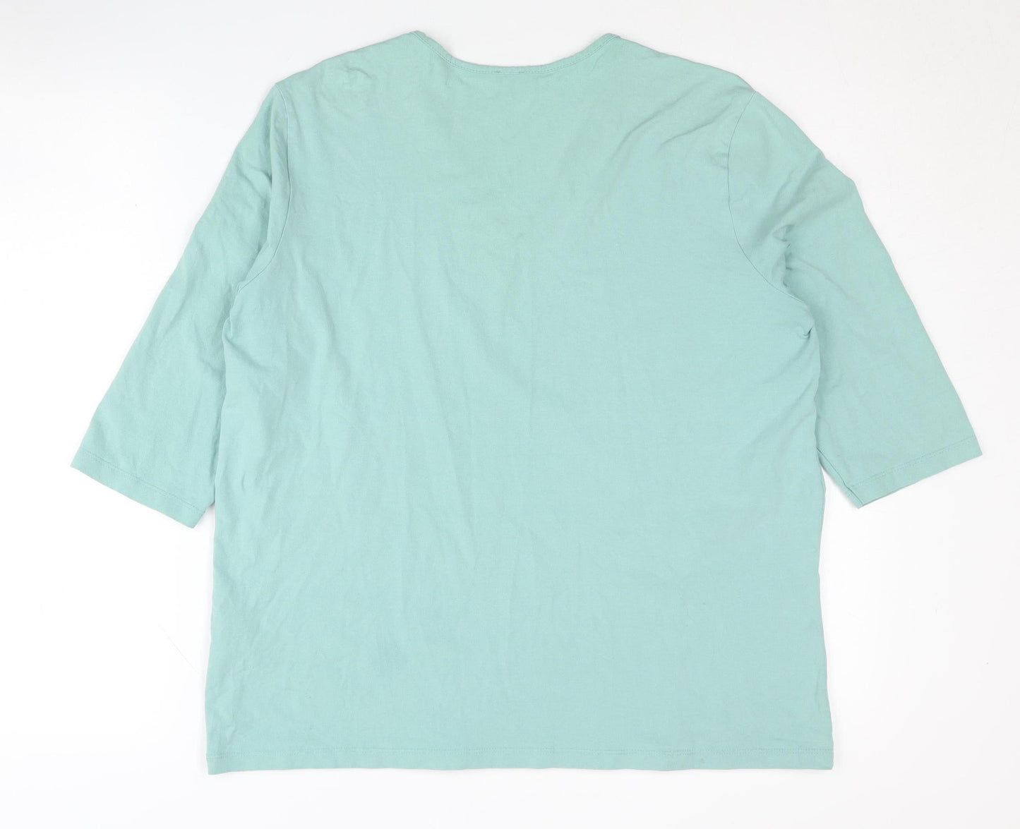 Olsen Women's Green 3/4 Sleeve V-Neck Top Size 14