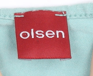 Olsen Women's Green 3/4 Sleeve V-Neck Top Size 14