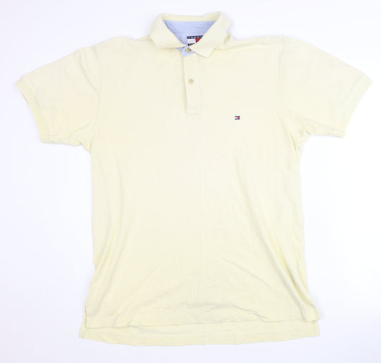 Tommy Hilfiger Men's Beige Polo Shirt Medium