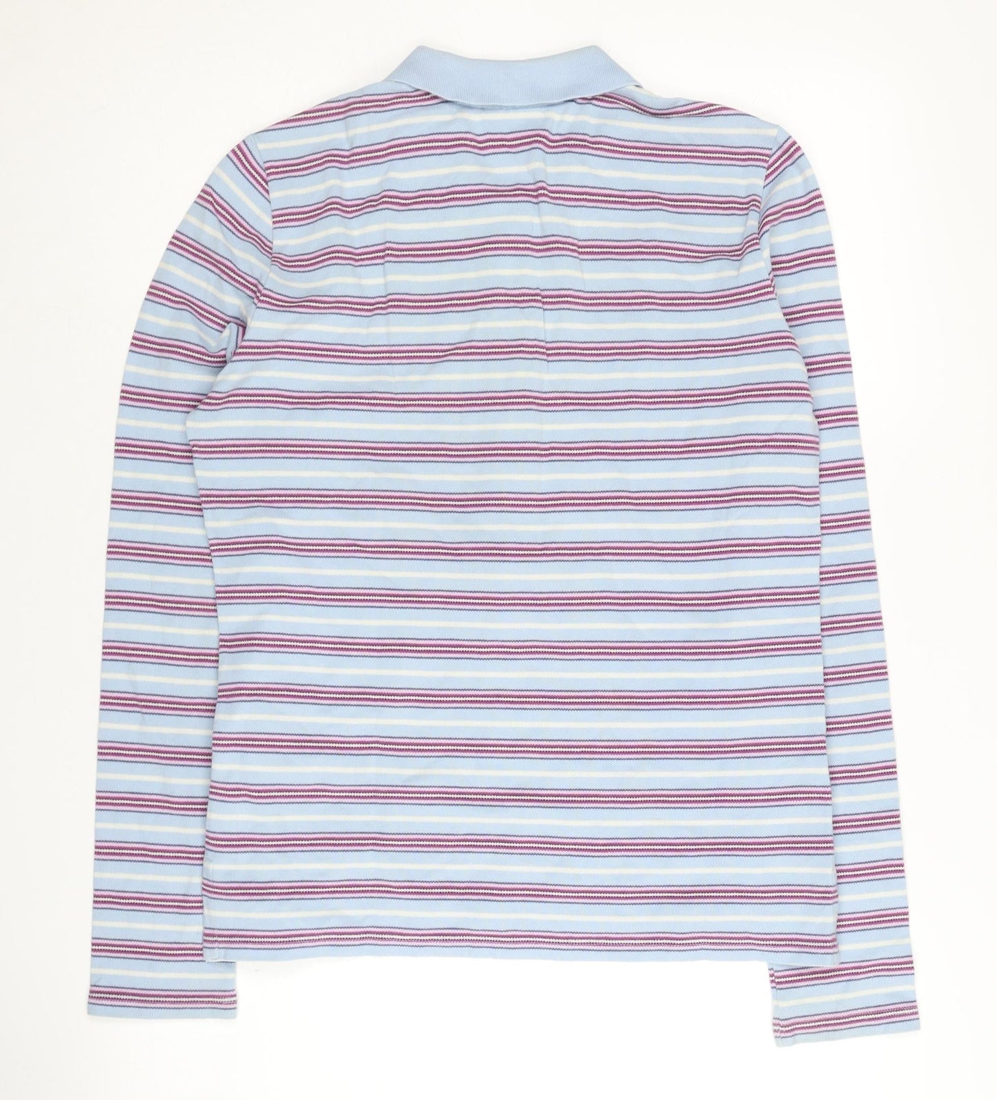Lacoste Women's Blue Striped Polo Shirt Size 12