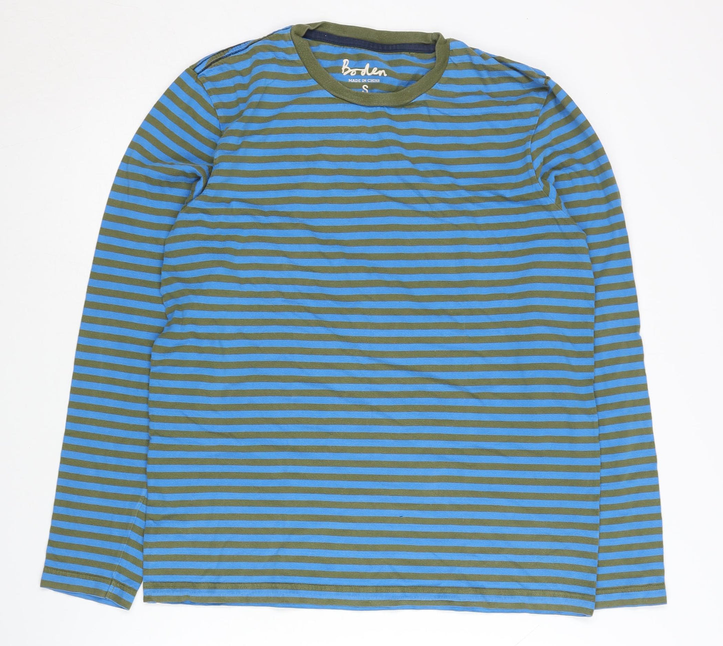 Boden Men's Blue Striped Crew Neck T-Shirt, Size S