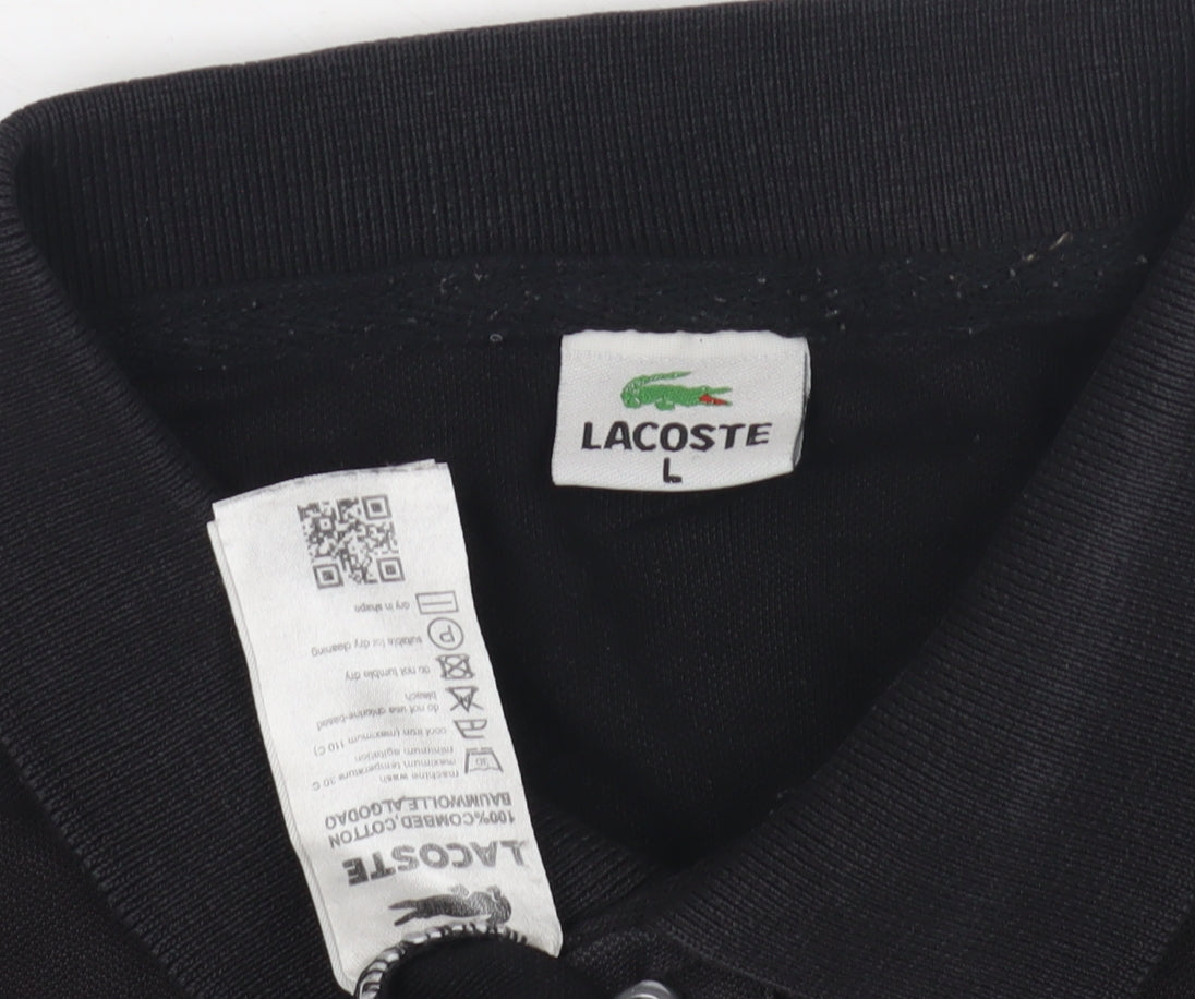 Lacoste Men's Black Polo Shirt Size L
