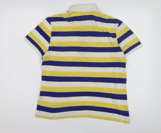 Lacoste Men's Yellow Blue Striped Polo Shirt Slim Fit