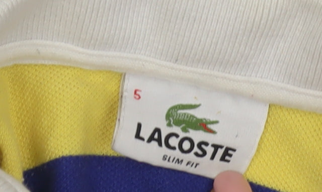Lacoste Men's Yellow Blue Striped Polo Shirt Slim Fit