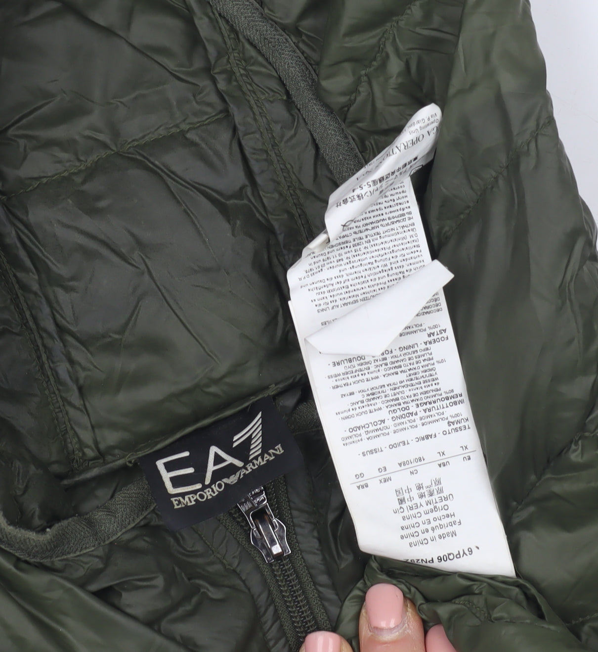 Emporio Armani Men's Green Hooded Puffer Waistcoat S