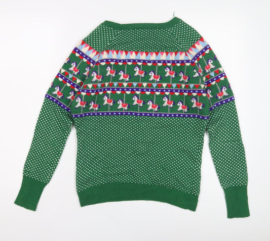 Henry Holland Women's Green Fair Isle Xmas Jumper Size 8