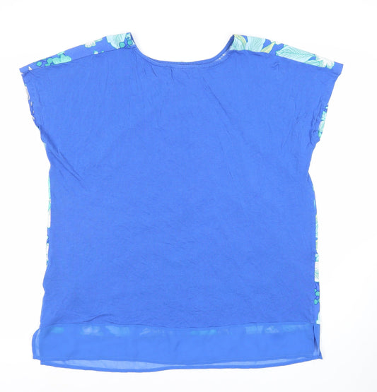 Womens UK Size 14 Unip Blue Cotton Blouse