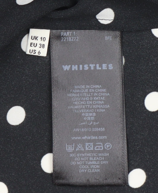 Whistles Women's Black Polka Dot Wrap Blouse Size 10