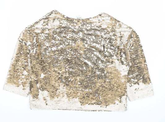 Nine Savannah Miller Gold Sequin Women's 3/4 Sleeve Top