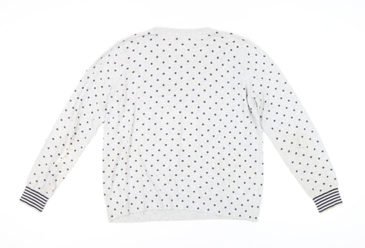 Boden Women's Grey Polka Dot Cotton Pullover Jumper L