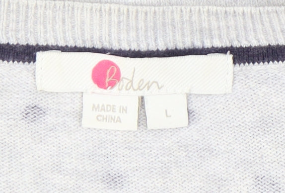 Boden Women's Grey Polka Dot Cotton Pullover Jumper L