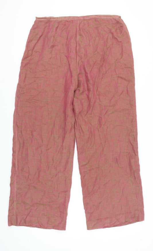 Platinum Women's Pink Linen Trousers Size 14