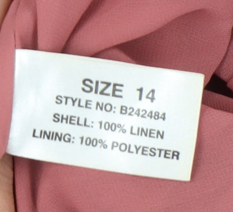 Platinum Women's Pink Linen Trousers Size 14