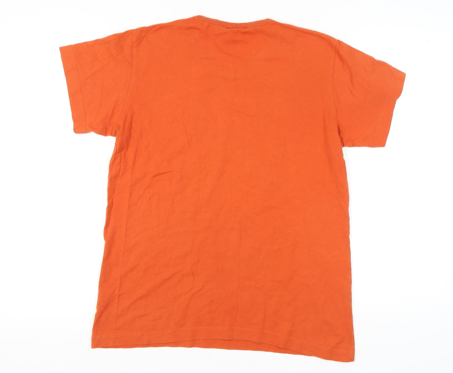 Laura Ashley Men's Orange Cotton V-Neck T-Shirt S