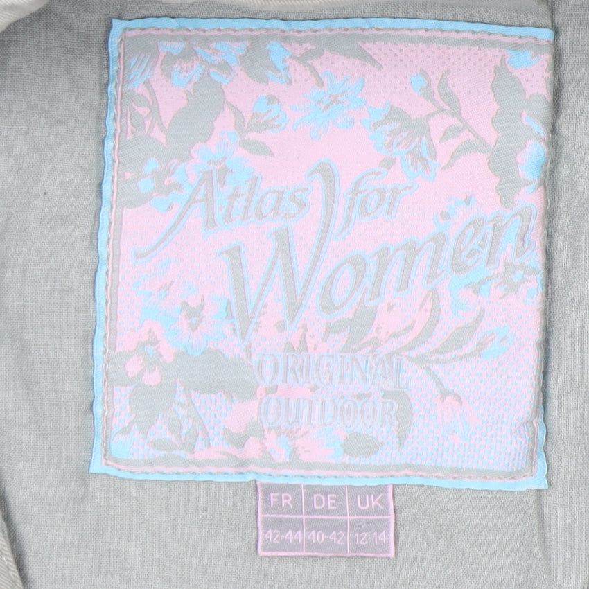 Close-up detail of Atlas for Women Grey Embroidered Jacket, size 12