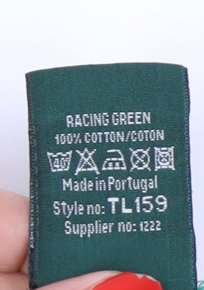 Racing Green Women's Green Striped T-Shirt Size 16