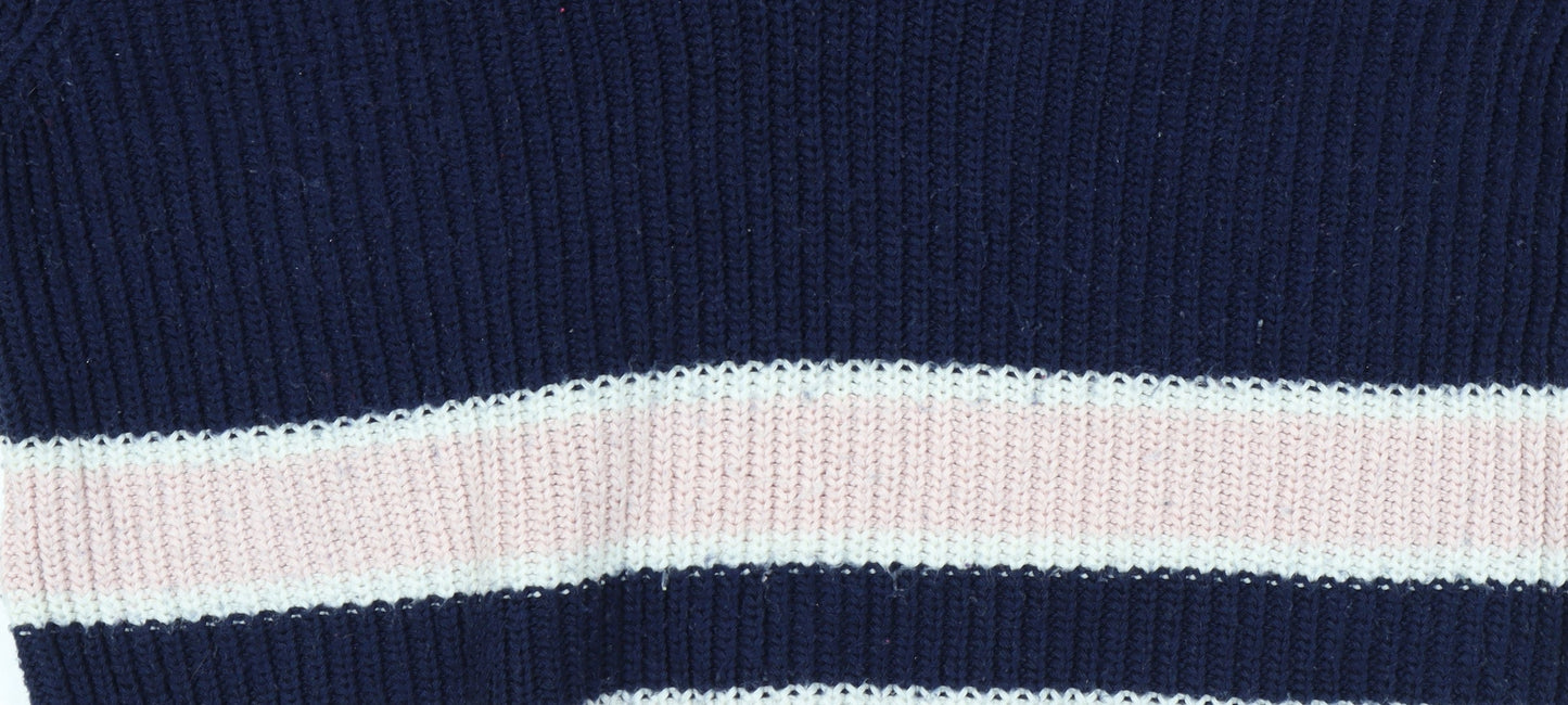 Marks and Spencer Women's Blue Striped Pullover Jumper M