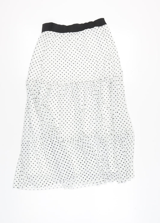 Red Herring Women's White Polka Dot Pleated Skirt Size 10
