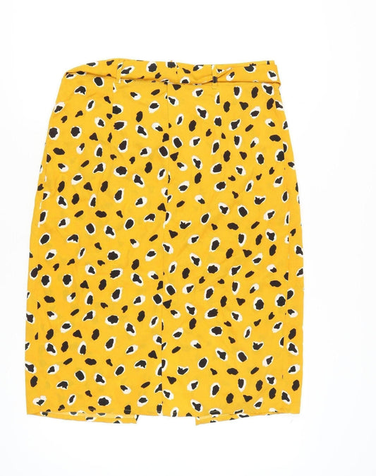 Quiz Women's Yellow Animal Print Wrap Skirt, Size 16