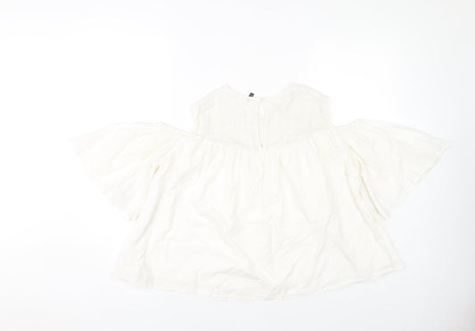 Womens UK Size S Stile Benetton White 100% Cotton Blouse