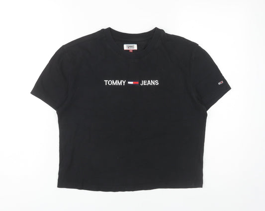Tommy Jeans Women's Black Cropped T-Shirt Size S