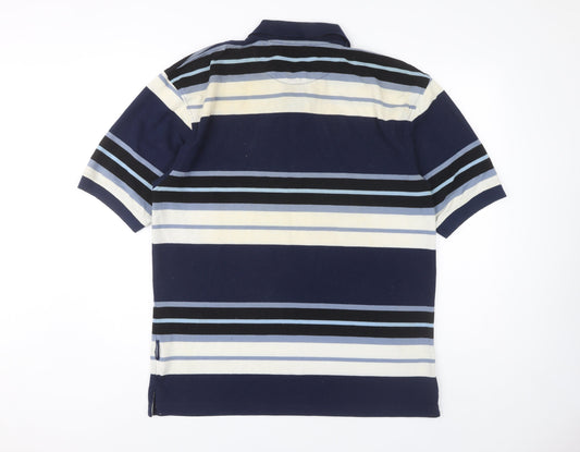 Diadora Men's Blue Striped Polo Shirt M
