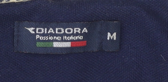 Diadora Men's Blue Striped Polo Shirt M