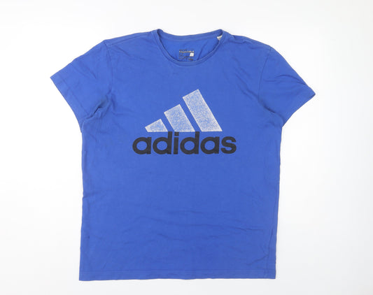 Mens UK Size M adidas Blue Cotton Blend T-Shirt