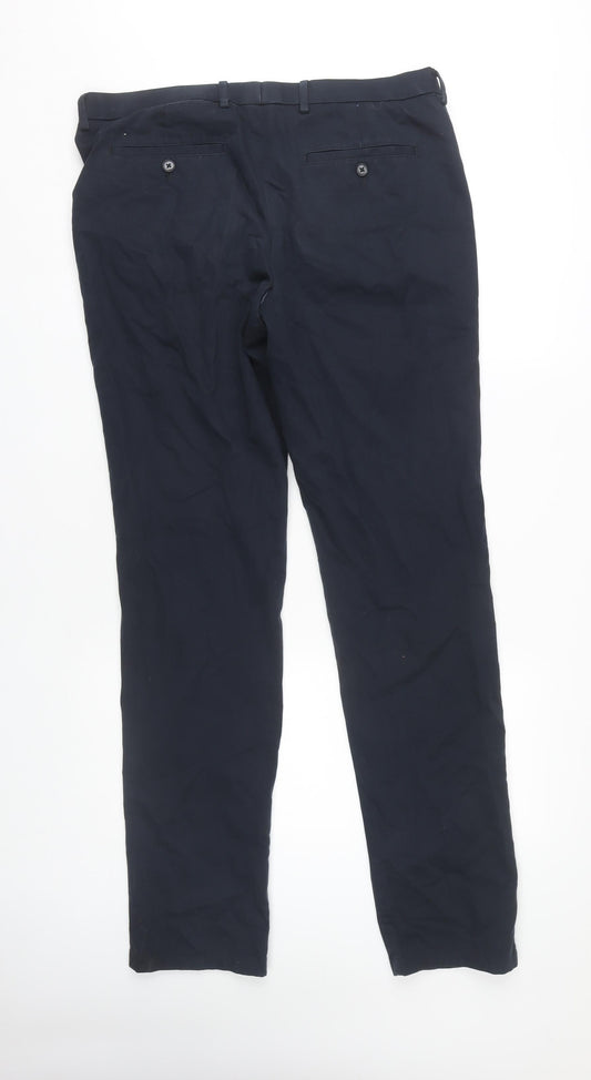 Charles Tyrwhitt Men's Blue Dress Pants, Extra-Slim, 34W