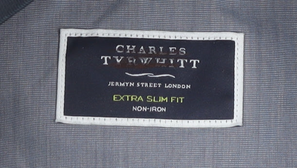 Charles Tyrwhitt Men's Blue Dress Pants, Extra-Slim, 34W