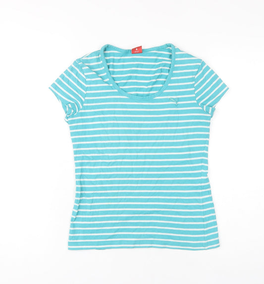 Puma Women’s Blue Striped T-Shirt - Size 8