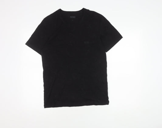 Hugo Boss Men's Black Cotton T-Shirt - M, Logo Accented