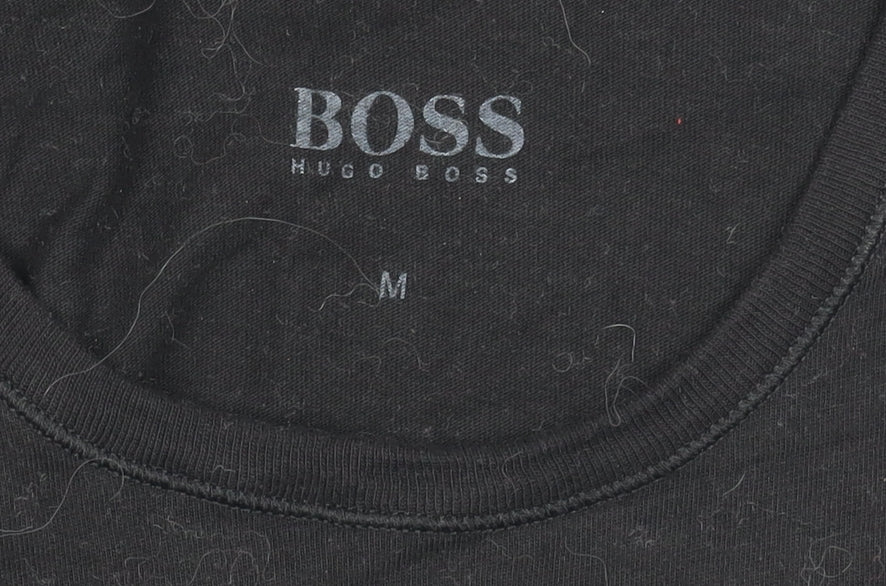 Hugo Boss Men's Black Cotton T-Shirt - M, Logo Accented
