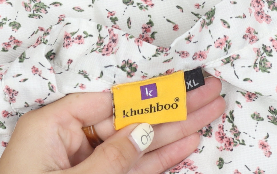 Khushboo Women's White Floral XL Blouse