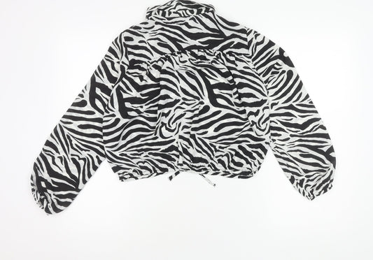 H&M Girls Zebra Print Cropped Blouse, Size 12-13 Years
